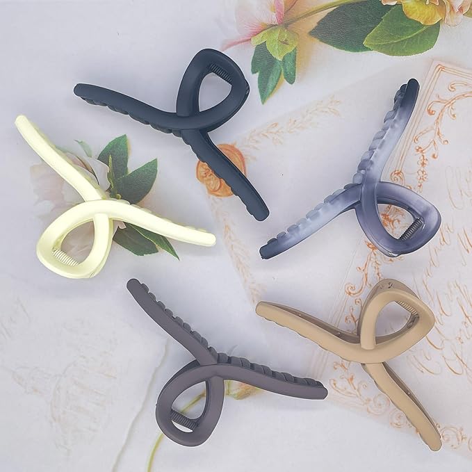 Big Hair Claw Clips 5-Pack 5.1" Non-Slip Hair for Women and Girls with Long, Thick Hair Jelly & Matte Clips (Oval-A 5pcs 5.1")