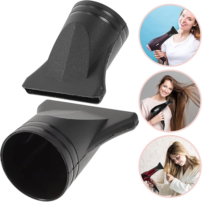 2PCS Professional Blow Dryer Narrow Concentrator - Specific Fit 4.3-4.5cm Diffusers, Black ABS Plastic Nozzle Replacement for Hair Dryer Attachments, Salon-Grade Flat Blow Styling Tools