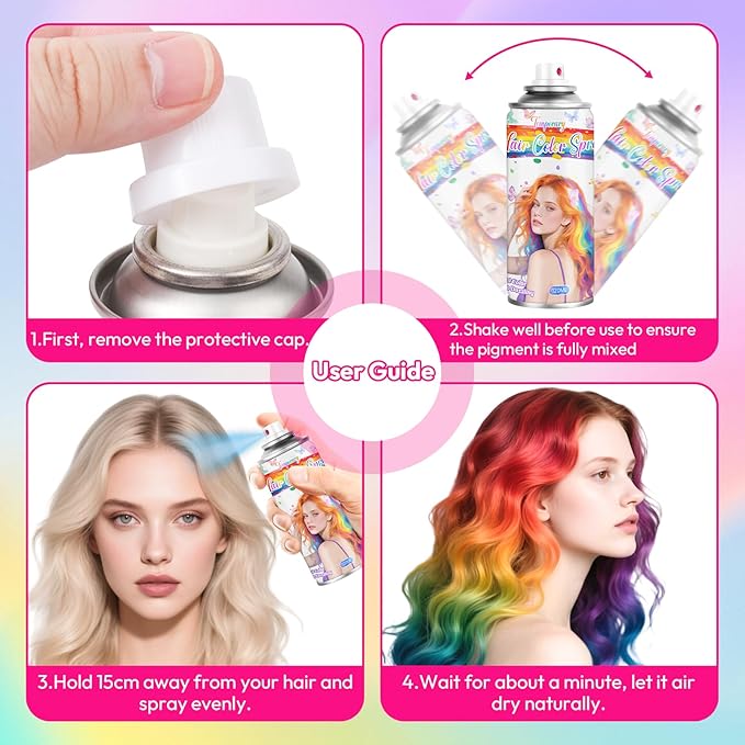 Pink Temporary Hair Color Spray for Kids & Women- Washable Root Touch Up Hair Dye, Non-Sticky Hair Wax for Christmas,Cosplay,Parties (120ML, Pink)