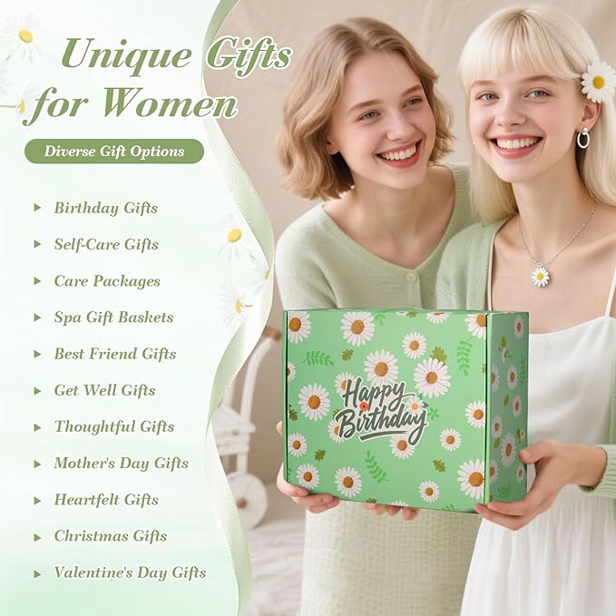 Birthday Gifts for Women Self Care Gifts for Women Happy Birthday Gift Baskets for Mon Wife Grandma Girlfriend Best Friend,Sister,Daisy Relaxing Spa Gifts Set Christmas Gifts