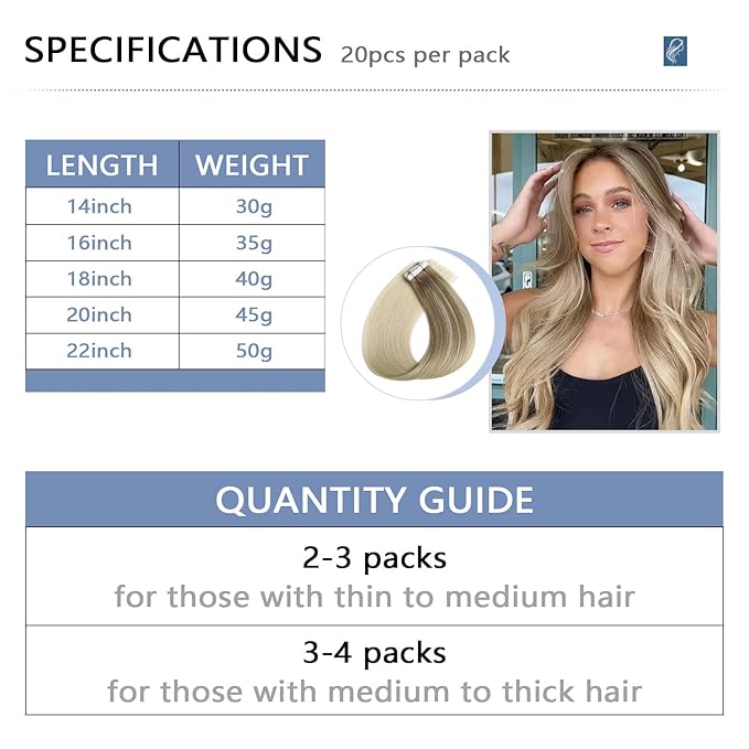 COOKAYU Invisi Edge Tape in Hair Extensions Human Hair, Ash Brown to Platinum Blonde 14Inch 20pcs 30g Straight Invisible Injected Tape in extensions