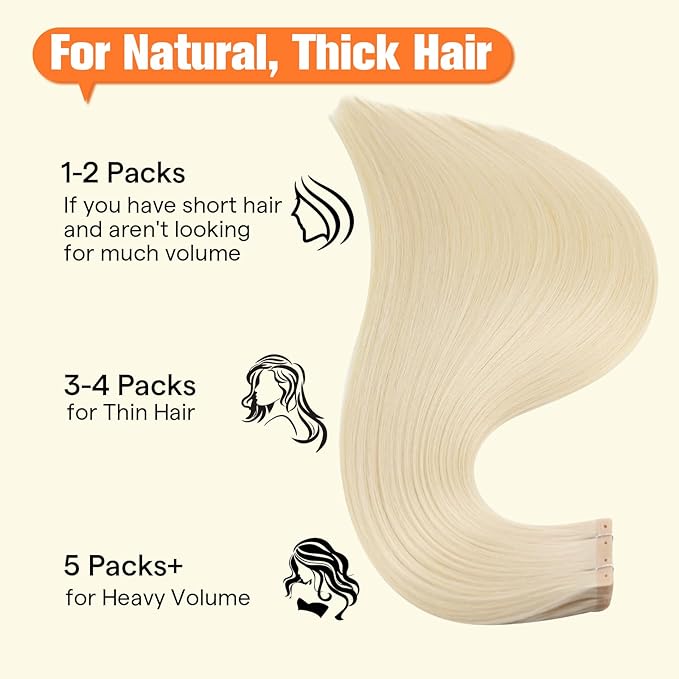 Full Shine Blonde Tape in Hair Extensions Human Hair Tape in with Holes Color 60 Bleach Blonde 20Pcs Tape in Extensions 30G 12Inch Skin Weft Invisible Seamless for Women Glueless Brazilian