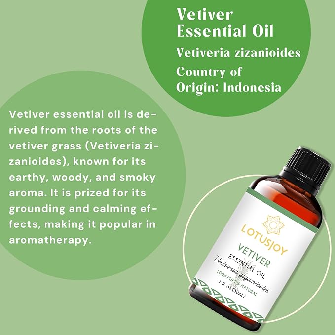 Vetiver Essential Oil Organic for Diffuser Skin Hair- 1 Oz
