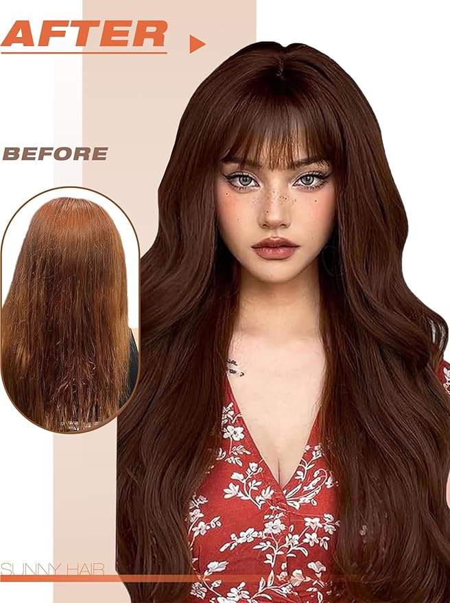 Sunny Hair Tape in Hair Extensions Human Hair, 24inch 40Pcs Auburn Brown Human Hair Tape in Extensions Remy Invisible Tape ins Human Hair Extensions Straight