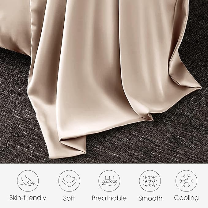 100% Silk Pillow Cases 2 Pack Queen Size Mulberry Silk Pillowcase for Hair and Skin Set of 2 Highest Grade 6A Silk Soft Breathable Cooling with Hidden Zipper, Taupe