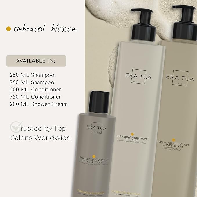 Embraced Blossom Repairing Shampoo & Conditioner | Dutch Made & Formulated Repairing Duo for Damaged Hair | Sweet Scent of Neroli, Orange Blossom & Jasmine 750ml