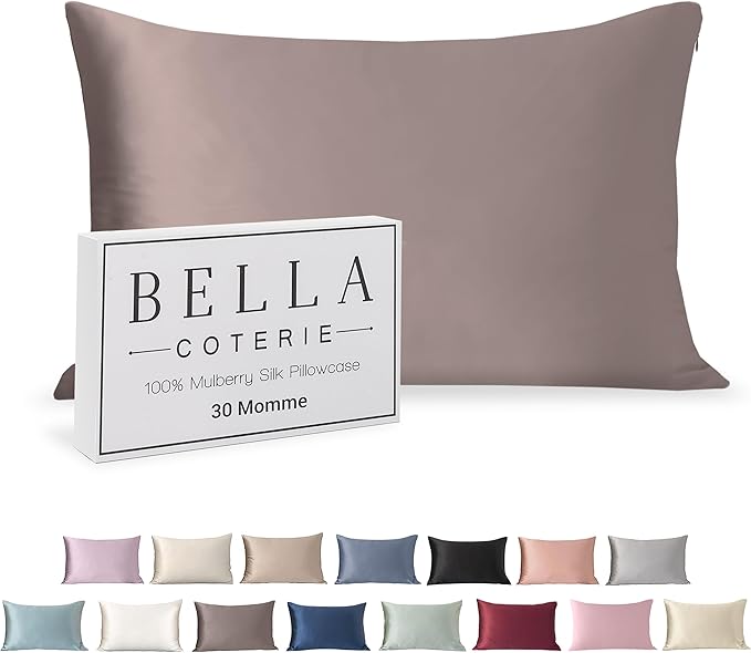 Bella Coterie Luxury Silk Pillowcase for Hair and Skin | 30 Momme | 100% Pure 6A Mulberry Silk | Super Soft | Perfectly Plush [Standard, Mocha]