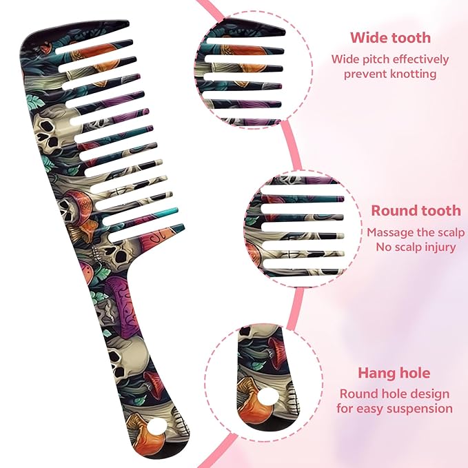 Wide Tooth Comb,Effortless Tangle Removal for Curly, Wet, Long Hair Wet,Cute Aesthetic Design for Women Men and Girls (Orange-20)