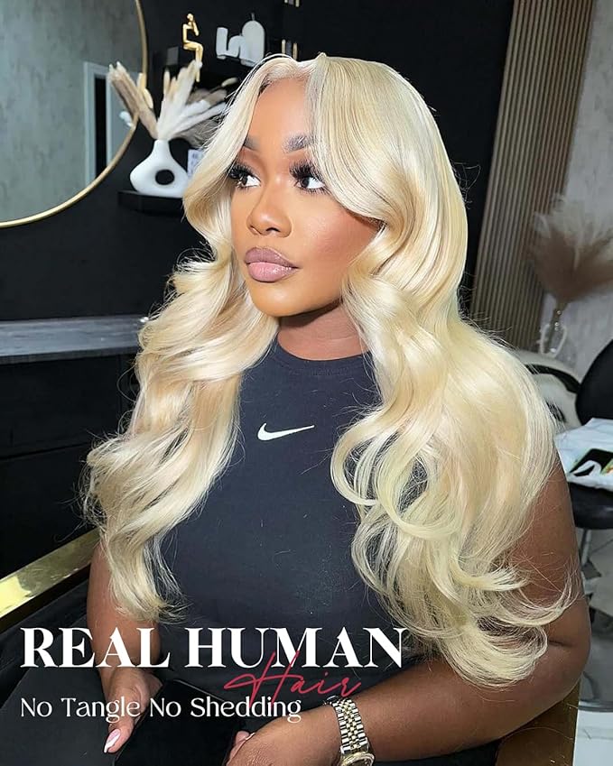 Alididi 613 Lace Front Wig Human Hair 13x4 Blonde Body Wave Hd Transparent Lace Frontal Wigs Human Hair Pre Plucked With Baby Hair 180% Density Blonde Glueless Wigs Human Hair 32 Inch