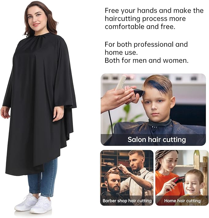 Professional Barber & Salon Cape with Sleeves | Large Hair & Water Repellent Cutting Cape with Adjustable Snaps