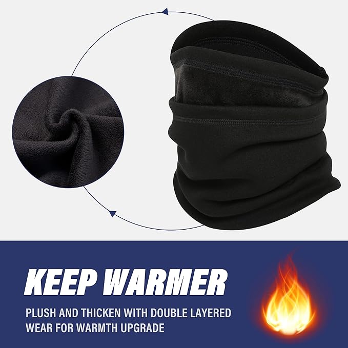 SUNMECI Neck Gaiter Warmer Ski Scarf Windproof Mask - Thick Fleece Neck Warmer Cold Weather Face Mask