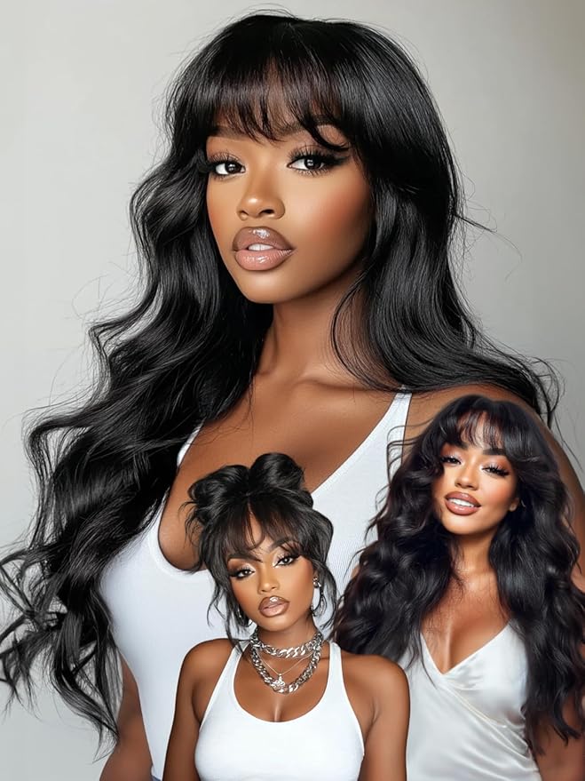 KLAIYI Pre Everything Glueless 13x4 Lace Front Wigs Human Hair Loose Body Wave Bye Bye Knots Pre Cut Lace Pre Bleached Pre Plucked 30S Ready to Wear And Go Frontal Wig with Natural Curtain Bang 22Inch