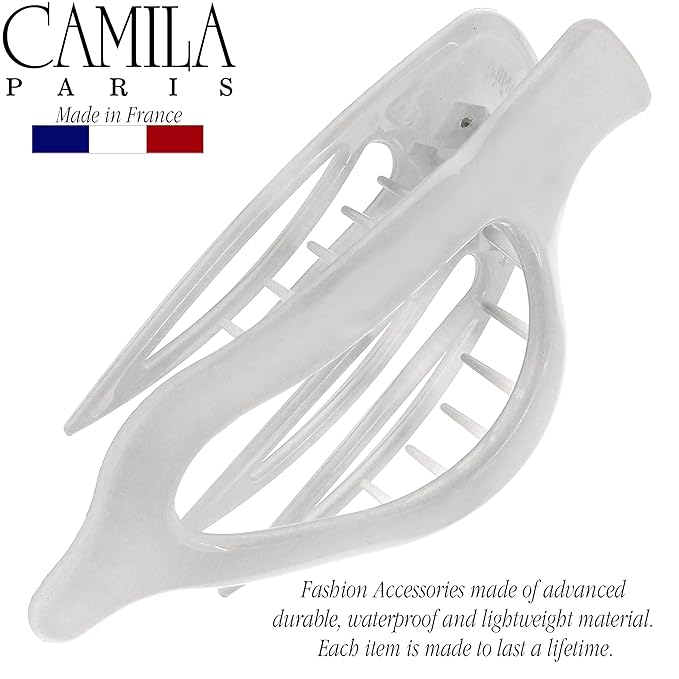 Camila Paris CP3231 French Hair Clips, Large Side Slide Hair Clips for Long Curly Wavy Hair, Strong Hold No Slip Grip, Girls Hair Claw Clips for Women, Styling Girls Hair Accessories, Made In France