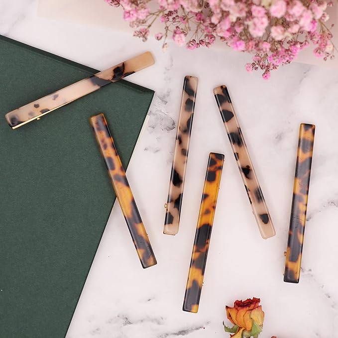 Cobahom 6 Pack Leopard Print Hair Clips Duckbill Hair Clip Metal Duck Teeth Hair Pins Chic Tortoise Shell Hair Barrettes for Women and Girls
