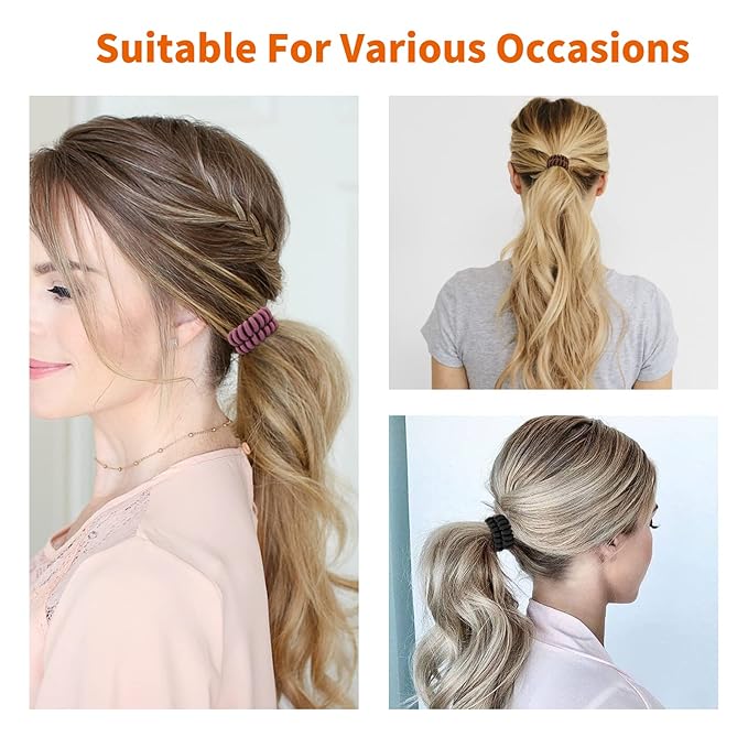 Spiral Cloth Hair Ties for Women (Grey, 12 Pcs) - Coil Ponytail Holders, No Crease Phone Cord Hair Ties for All Hair Types