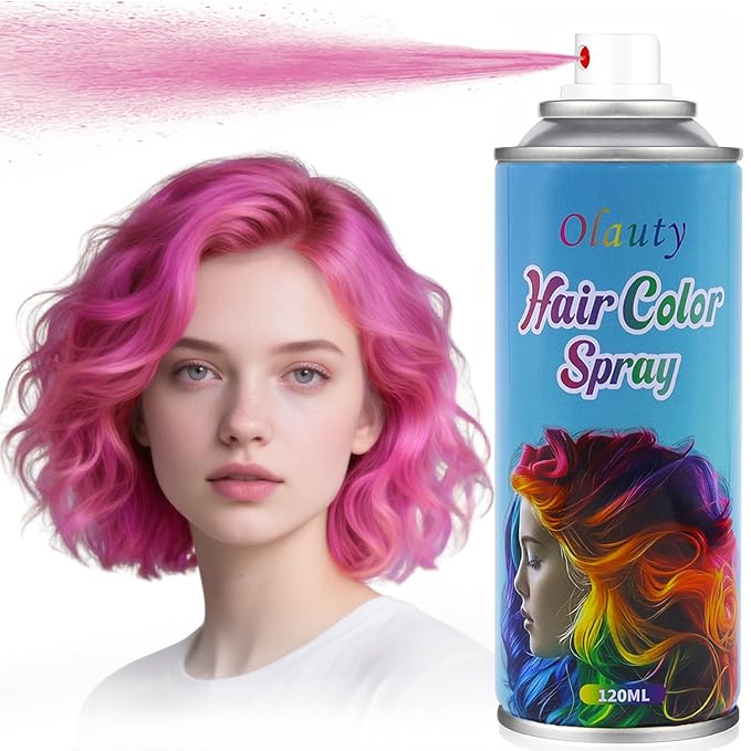 Pink Temporary Hair Color Spray for Kids Women, One-Day Temporary Hair Dye Spray Washable Hair Color Wax Non-Sticky For Cosplay DIY, Party, Christmas, Halloween, Crazy Hair Day (Pink)