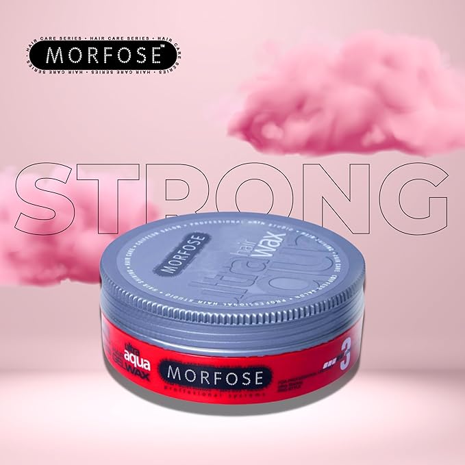 Morfose Ultra Aqua Hair Gel Wax with Shiny and Strong Flexible 3 Hold, Manage Flyaways, Braids, and Curls, Hair Styling for Women and Men, Strawberry Scent, 5.92 Fl. Oz, (ultra aqua)