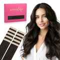 WENNALIFE Tape in Hair Extensions - Human Hair, Dark Brown, 10pcs 25g, 18 inch Remy Invisible Tape Ins, Straight, Colored, Soft, Real Human Hair Refill Set