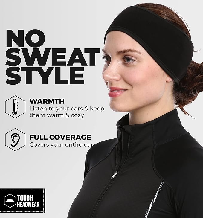 Tough Headwear Winter Headbands for Women - Ear Warmers - Ear Muffs for Winter - Fleece Headband for Men & Women for Cold Weather