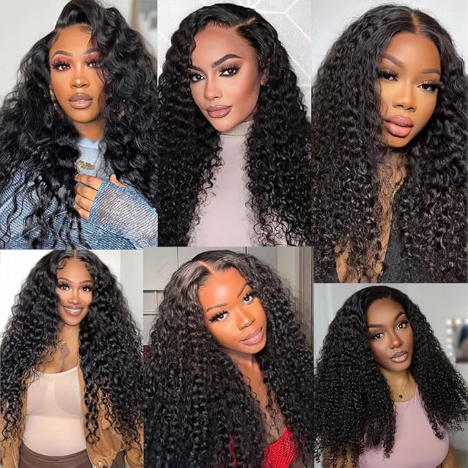 30 32 34 Inch Human Hair Bundles Color 1B Deep Wave Bundles Niegmeag Unprocessed Virgin Soft and Silky Remy Hair Extensions Double Weft Natural Black Deep Wave Bundle