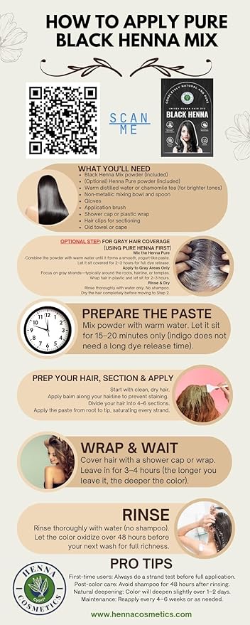 Natural Henna Hair Color Dye, 100% Pure Henna Powder for Hair Growth Organic (Black, 100 Gr + Free 50 Gr.)