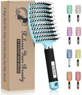KTKUDY Detangling Brush Boar Bristles Hairbrush Make Hair Shiny & Healthier Curved and Vented Detangler Brush for Women Men Kids Wet and Dry Hair (light Blue)