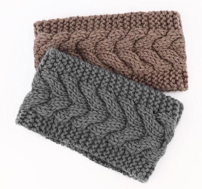 DRESHOW Knit Crochet Headband for Women Ear Warmer Soft Turban Stretch Warmer Headbands Winter Fashion Head Wrap