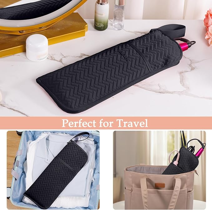 Hair Tools Travel Bag, Heat Resistant Curling Iron Holder & Flat Iron Case, Hot Tools Organizer Pouch for Hair Straightener, Hair Dryer, Crimper & Styling Accessories, Travel Makeup Bag