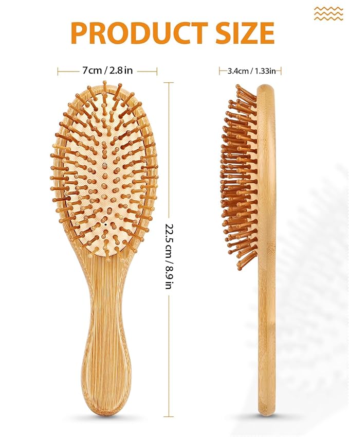 Pack of 2 Hair Brush with Natural Boar Bristles, Massages Scalp Anti-Static Hair Detangle for All Types, Lightweigh (Oval)