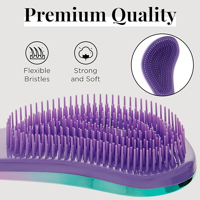 Lily England Detangler Brush & Comb Set - Lightweight Wide Tooth Detangling Tool for Women & Kids - Smooths Curly and 7-Piece Luxury Spa Gift Kit with Brush & Eye Mask
