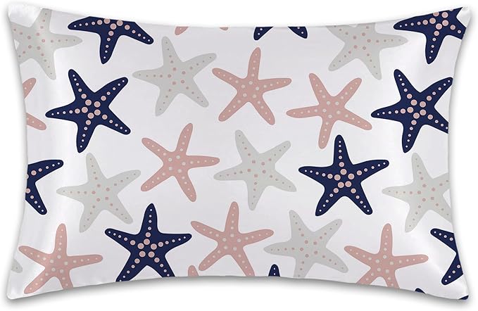 Satin Pillowcase 1 Pack-Sea Starfish Modern Silky Pillow Cover for Hair and Skin,King Size 20x36 Inch Soft Cooling Printed Pillow Cases with Hidden Zipper,Gifts for Women Men