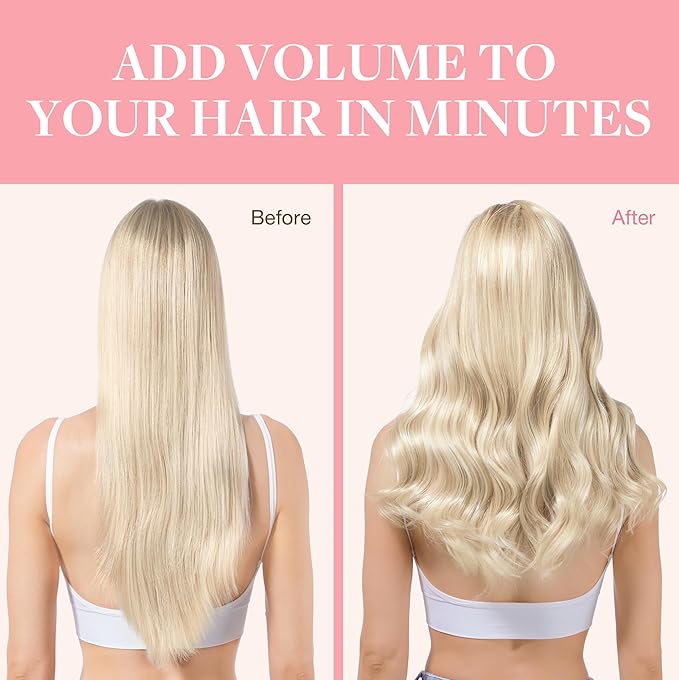 GOO GOO Clip in Hair Extensions Real Human Hair, Remy Human Hair Extensions Clip ins for Women, Natural Human Hair, 20inch 120g 7Pcs, 18A/613A Dark Blonde Highlighted Bleach Blonde