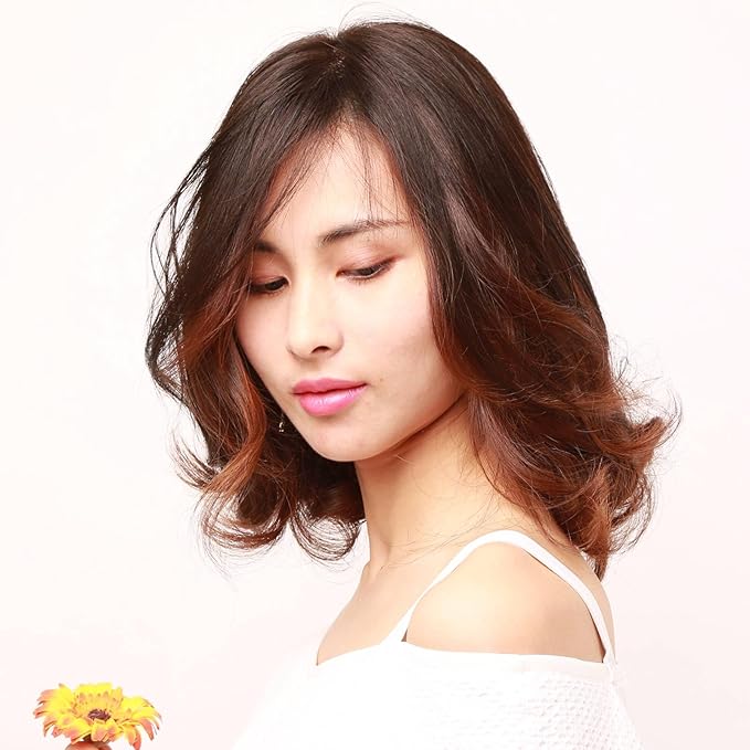 Real Human Hair Topper Double-Monofilament Top Hand-Tied Hair Pieces Mid Length for WomenThinning BHADS710 (BL Natural Black × Hair Length:9.8"(25cm), Base Size:2.8"×3.9"(7cm×10cm))