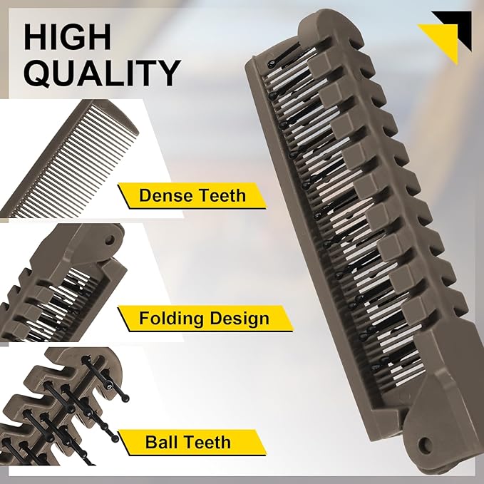 3PCS Travel Foldable Brush Comb Portable Hairbrush, Anti-Static Mini Pocket Hair Comb, Double Headed Hair Brush Hairdressing Tools Plastic Folding Hairbrush for Men Women (Coffee)