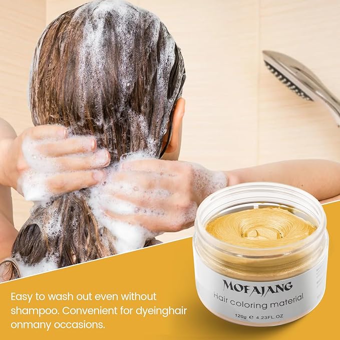 SOVONCARE Gold Temporary Hair Color Wax Washable Hair Dye for Men & Women, All-Day Hold Disposable Hair Styling Clays for Party, Cosplay & Daily 4.23 oz