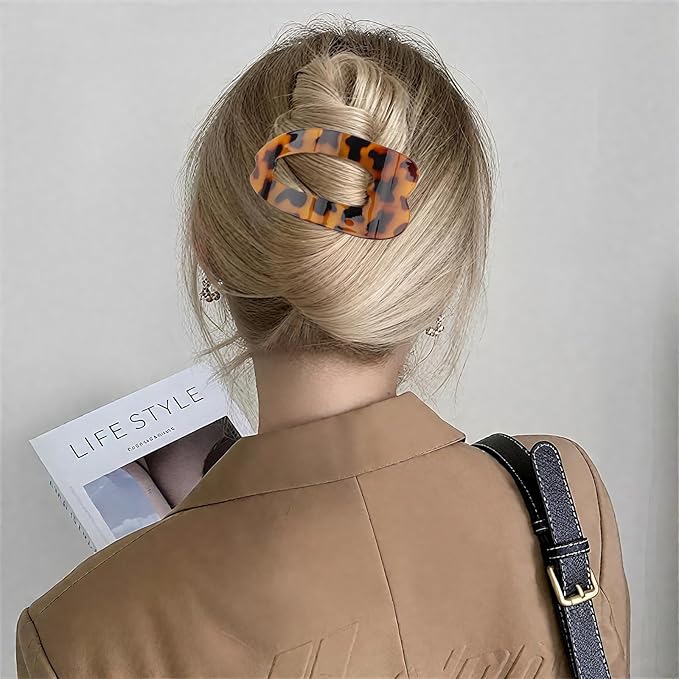 4Pcs Flat Hair Clips for Women Leopard French Claw Alligator Concord Flat Hair Clips Fashion Accessories for Women Girls