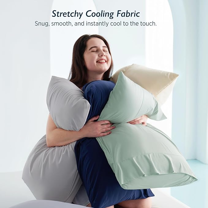 Breescape Cooling Pillow Cases King Size - BlendTek™ Dry & Cool Technology for Hot Sleepers and Night Sweats, 2 Pack Ultra Soft & Smooth Pillowcases for Hair & Skin Care, 20" x 36", Snow White