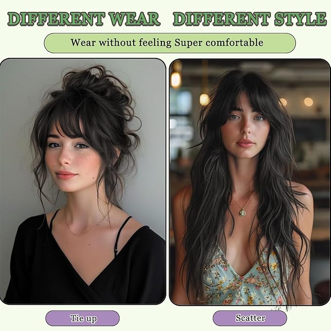 Hair Toppers for Women Real Human Hair, 360°3D Bangs Clip Human Toppers for Women with Thinning hair Realistic Scalp Line (Brown Black, 3D Wispy Bangs(11 * 7))