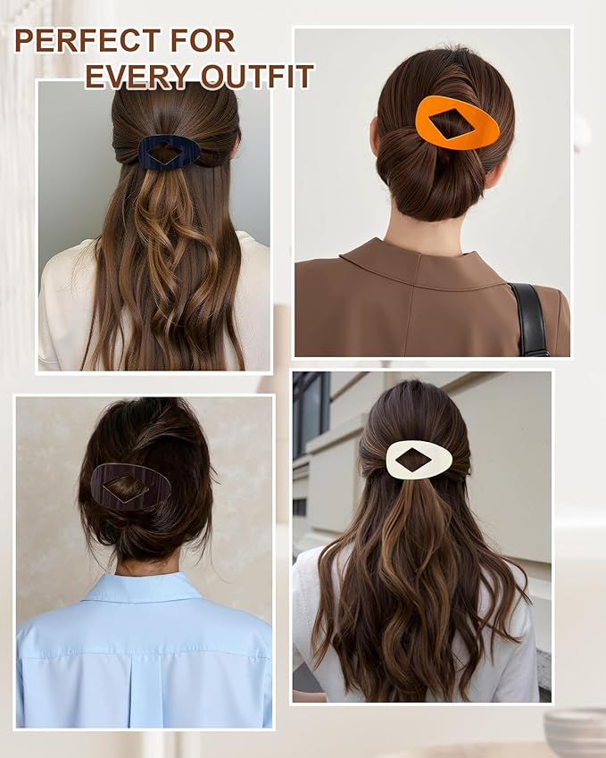 6 PCS Flat Hair Clips for Women - French Medium Flat Claw Clips for Thick Thin Hair, Strong Grip Non Slip Hair Claw Clips for Women Girls