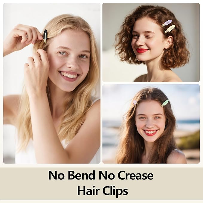 8 Pcs No bend Hair Clips No Crease Makeup Duckbill Clip No Dent Creaseless Flat Alligator Hair Barrettes for Salon Hairstyle Women Girls Accessories (Lemon)
