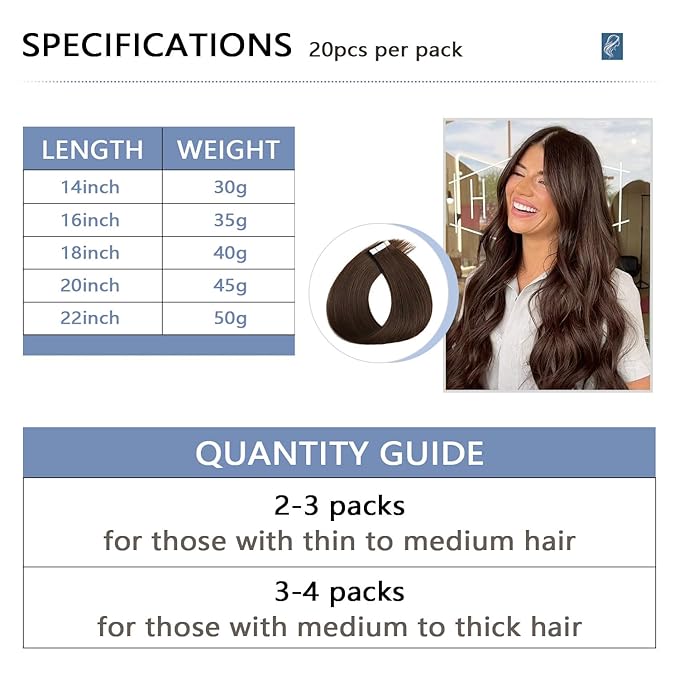 COOKAYU Invisible Tape in Hair Extensions Real Human Hair, Injected Tape in Extensions Medium Brown 16Inch 35g 20pcs Seamless Invisi Edge