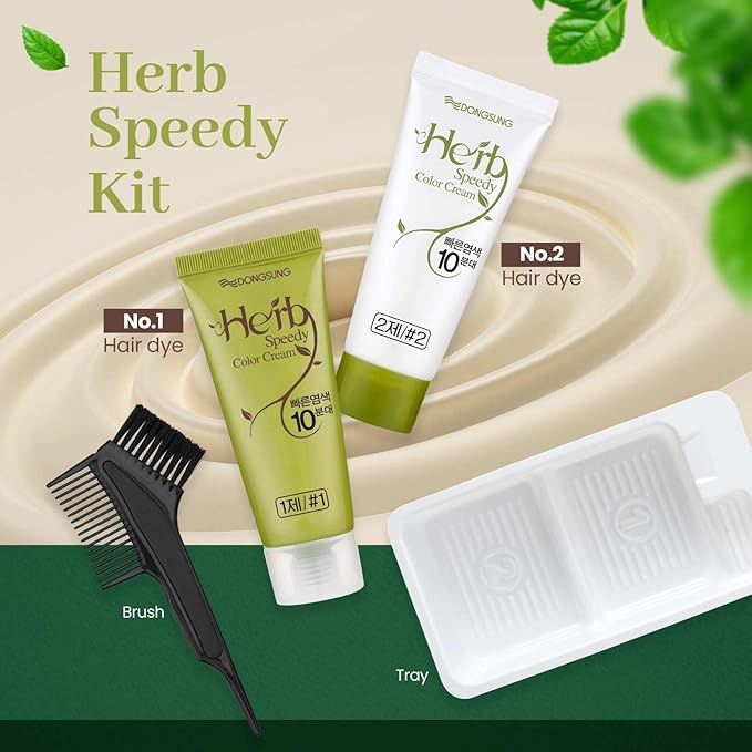 Dongsung Herb Speedy Color Cream(Dark Brown) – Korean Herbal Vegan Hair Dye, PPD-Free, Ammonia-Free, Hypoallergenic – 100% Gray Coverage, Odorless, Dermatologically Tested, Quick 20-Minute Application