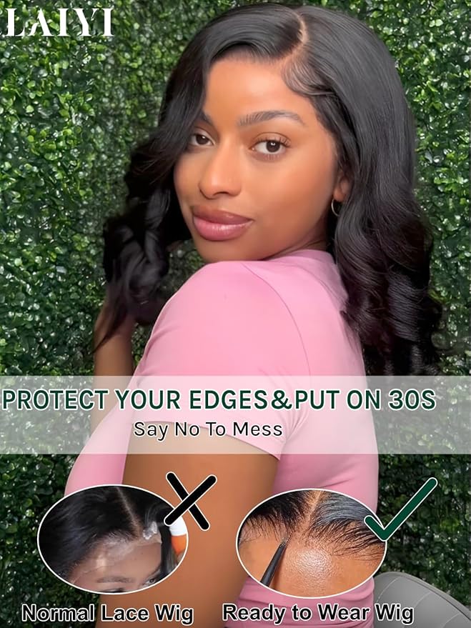 KLAIYI Light Yaki Straight Bob Loose Wave Pre Everything 13x4 Lace Front Wigs Human Hair Precut Lace Pre Plucked Bleached Glueless Wear and Go Wigs for Women Bye Bye Knots Wig Beginner Friendly 12Inch