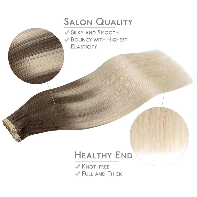 WENNALIFE Tape in Hair Extensions Human Hair, Human Hair Tape in Extensions Skin Weft Tape