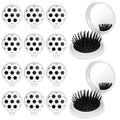 12 Pcs Soccer Mini Detangler Brush, Folding Mirror Hair Brushes, Mini Travel Hair Brush, No Tangle Soft Flexible Bristles for Straight, Curly, Thick Hair for Soccer Team Gift Sport Party