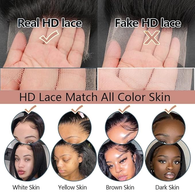 13X6 HD Lace Front Wigs Human Hair Wigs with Baby Hair for Black Women Pre Plucked Straight Brazilian Virgin Hair Lace Frontal Wig Natural Black Color 180% Density 14 Inch