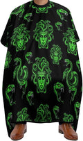 Large Long Professional Barber Cape, Hairdressing Apron Greek Goddess Snake Queen Medusa Green Art Shampoo Cutting Household Capes Wrap for Hair Salon