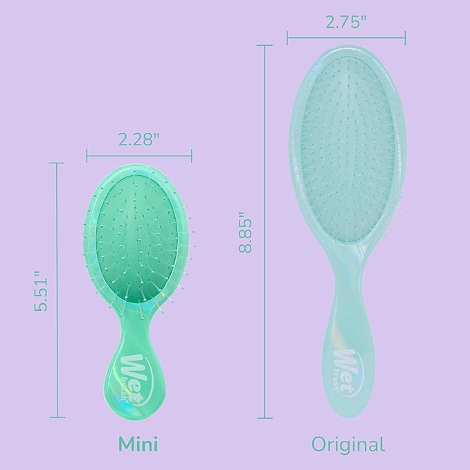 Wet Brush Mini Detangler Hair Brush for Gentle Knot Removal, Compact Travel Size, Soft Bristles for Pain-Free Detangling, Less Breakage, Works on All Hair Types, Limited Edition, Prismatic Glow Green