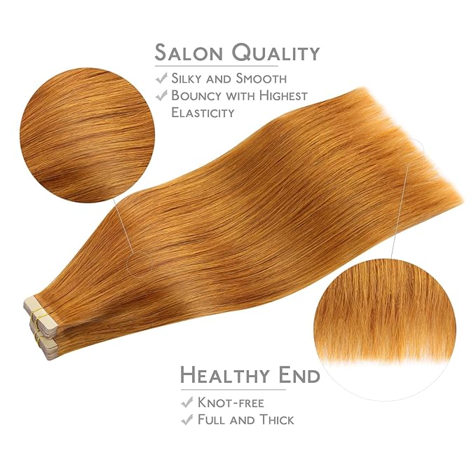 WENNALIFE Tape in Hair Extensions Human Hair, 40pcs 100g 24 inchHair Extensions Real Human Hair Straight Tape in Extensions