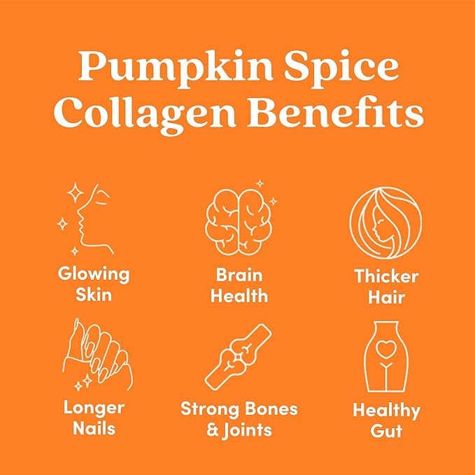 Further Food Pumpkin Spice Collagen Peptides Powder with Lion’s Mane Mushroom – 100% Grass-Fed, Hydrolyzed Type 1 & 3, 20g of Collagen per Serving, Supports Skin, Hair, Nails & Focus, 9.88 Oz